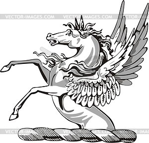 Крылатый конь - нашлемник - векторный клипарт / векторное изображение
