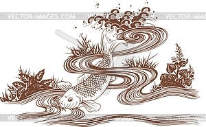 Japanese carp ornament - vector clipart