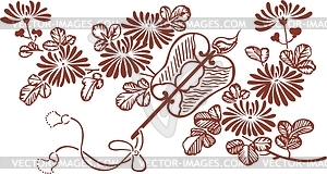 Japanese ornamental flowers - vector clipart / vector image