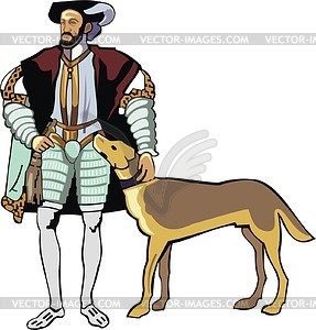 Man and dog - vector clipart