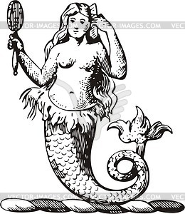 Mermaid with mirror - vector clip art