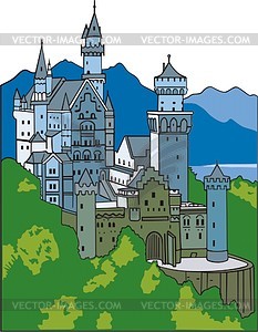 Castle Neuschweinstein - vector clipart