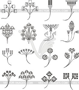 Art nouveau simple floral ornaments - vector clip art