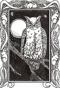 Art nouveau pattern with owl - vector clipart