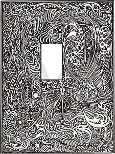 Art nouveau floral pattern - white & black vector clipart