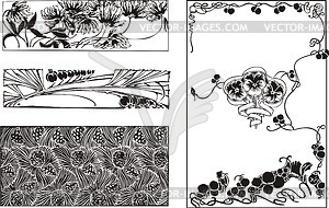 Art nouveau floral patterns - vector clip art