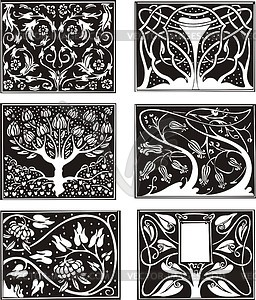 Art nouveau floral patterns - vector image