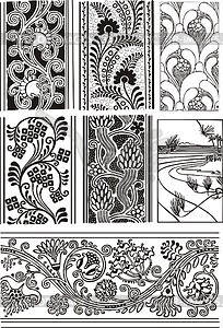 Art nouveau floral patterns - vector clipart