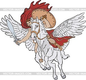 Pegasus and Bellerophon - vector clipart