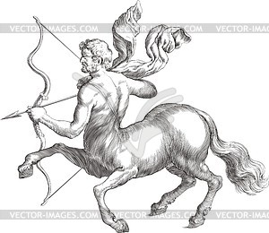 Sagittarius (Archer, «Uranographia» by J. Hevelius) - vector clipart