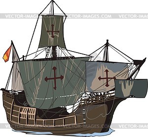 Medieval ship - color vector clipart