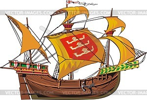 Medieval cargo ship - vector image