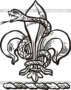 Crest with snake and Fleur-de-lis - vector clipart