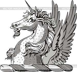 Winged unicorn crest - vector clipart