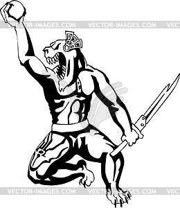 Monster tattoo - white & black vector clipart