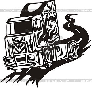 Truck flame on the road - vector clipart