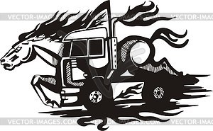 Truck and horse flame - vector clipart