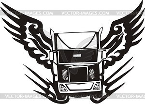 Winged truck flame - vector clipart