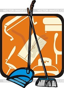 Broom and dustpan - vector clipart