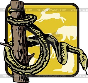 Snake on tree - vector clipart