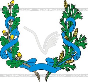 Oak and fir wreath - vector clipart