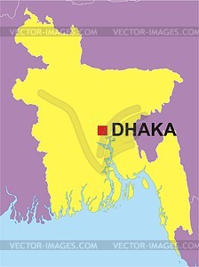 Карта Бангладеша - векторный клипарт