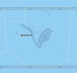 French Polynesia map - vector clipart