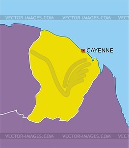 Карта Французской Гвианы - векторный клипарт