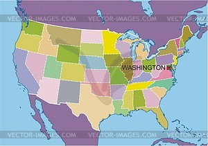 Карта США - векторное графическое изображение