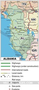 Albania road map - vector clipart