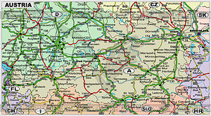 Austria road map - vector clipart