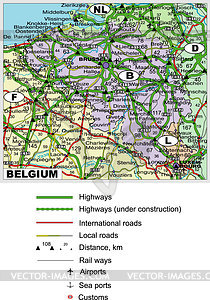 Belgium road map - vector clipart