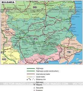 Дорожная карта Болгарии - векторный клипарт