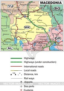 Macedonia road map - vector clipart