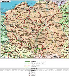 Дорожная карта Польши - векторный клипарт