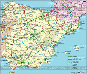 Spain road map - vector clipart