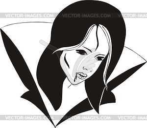 Woman vampire - white & black vector clipart