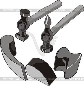 Hammers - white & black vector clipart