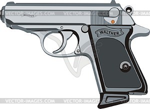 Пистолет Walther PPK 9 - векторный клипарт