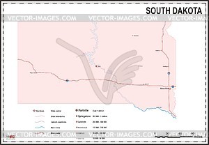 Карта Южной Дакоты - векторный клипарт