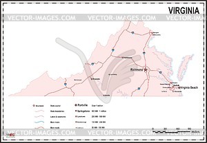 Virginia map - vector clipart