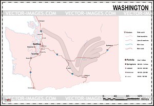 Карта штата Вашингтон - векторный клипарт