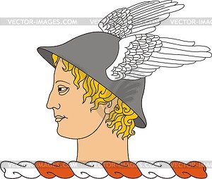 Crest with Hermes head - vector clipart