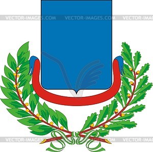 Heraldic achievement with wreath of oak and laurel leaves - vector clipart