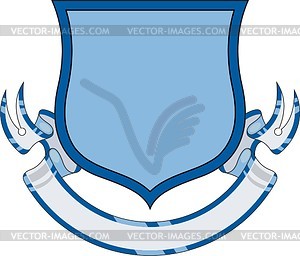 Heraldic shield with motto ribbon - vector image