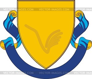 Heraldic shield with motto ribbon - vector image