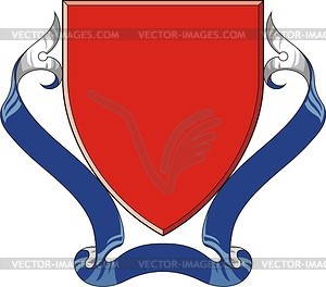 Heraldic shield with motto ribbon - vector clip art