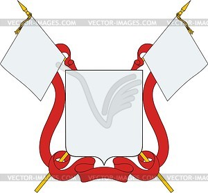 Heraldic shield with ribbons and standards - vector clipart