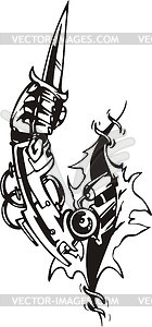 Biomechanical arm with knife - vector clipart