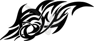 Flame tattoo - white & black vector clipart